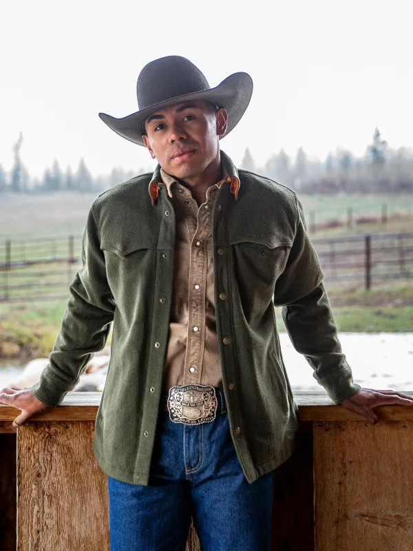 Men's Wool Overshirt - Olive