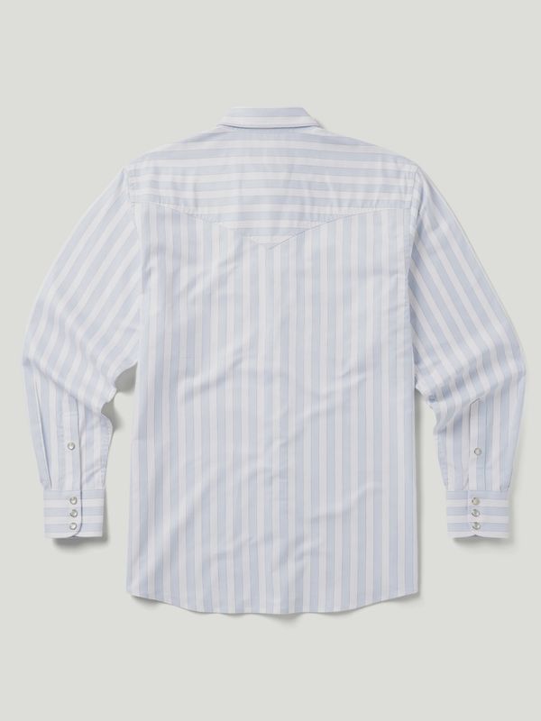 Classic Western Button Down with Snaps - New Blue Stripes - Schaefer Outfitter