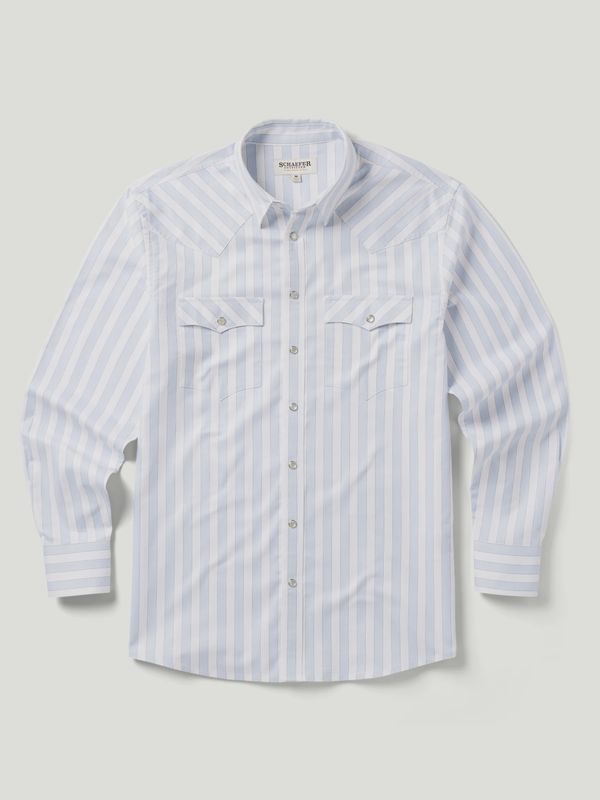 Classic Western Button Down with Snaps - New Blue Stripes - Schaefer Outfitter