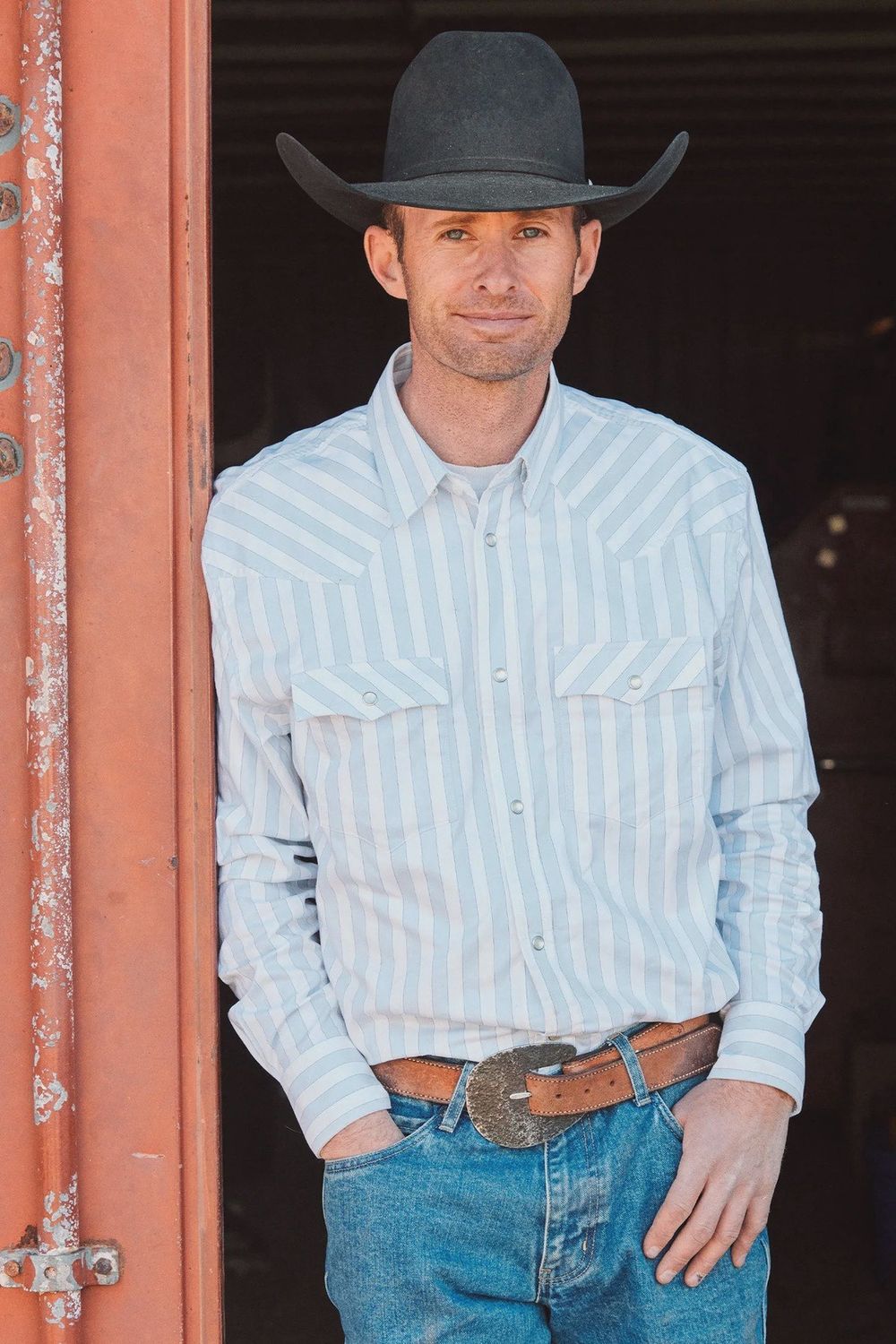 Classic Western Button Down with Snaps - New Blue Stripes - Schaefer Outfitter