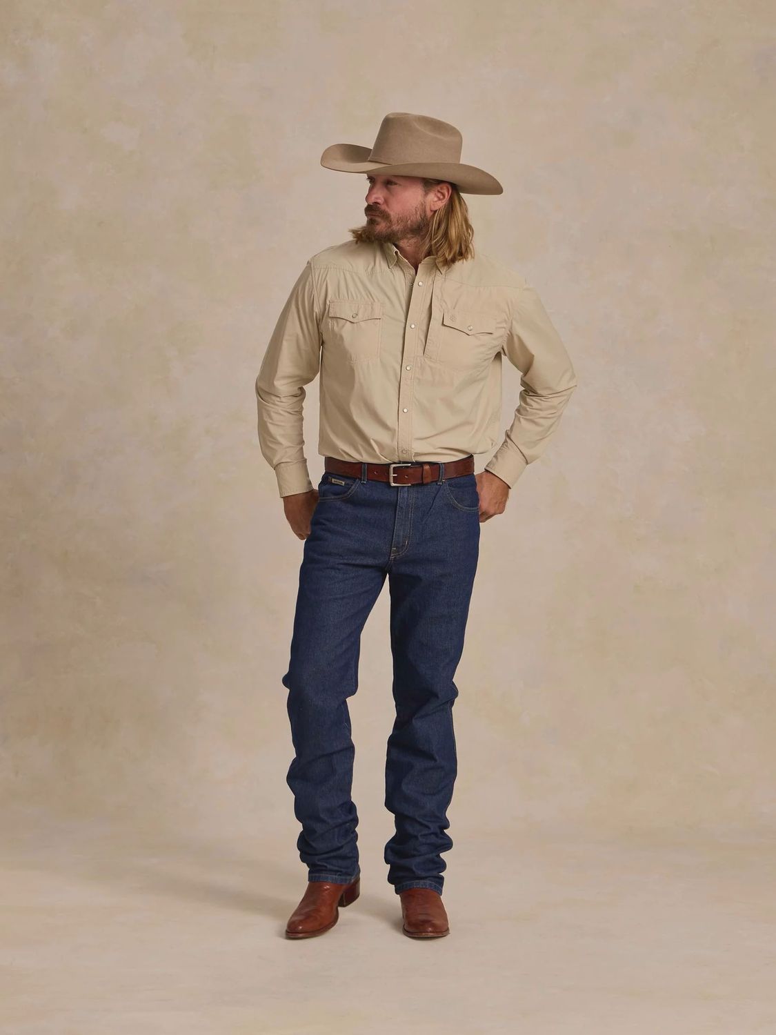 Mens Rangetek Western Guide Snap Shirt - Khaki