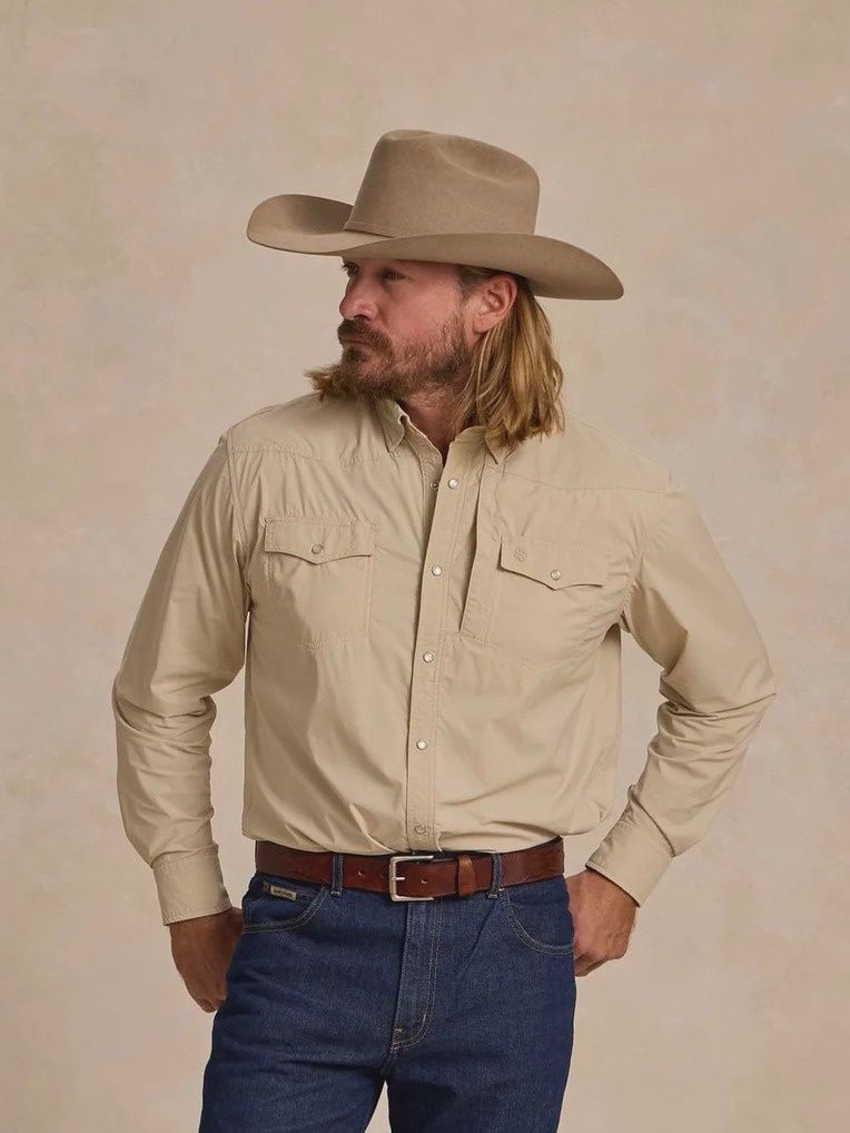 Mens Rangetek Western Guide Snap Shirt - Khaki