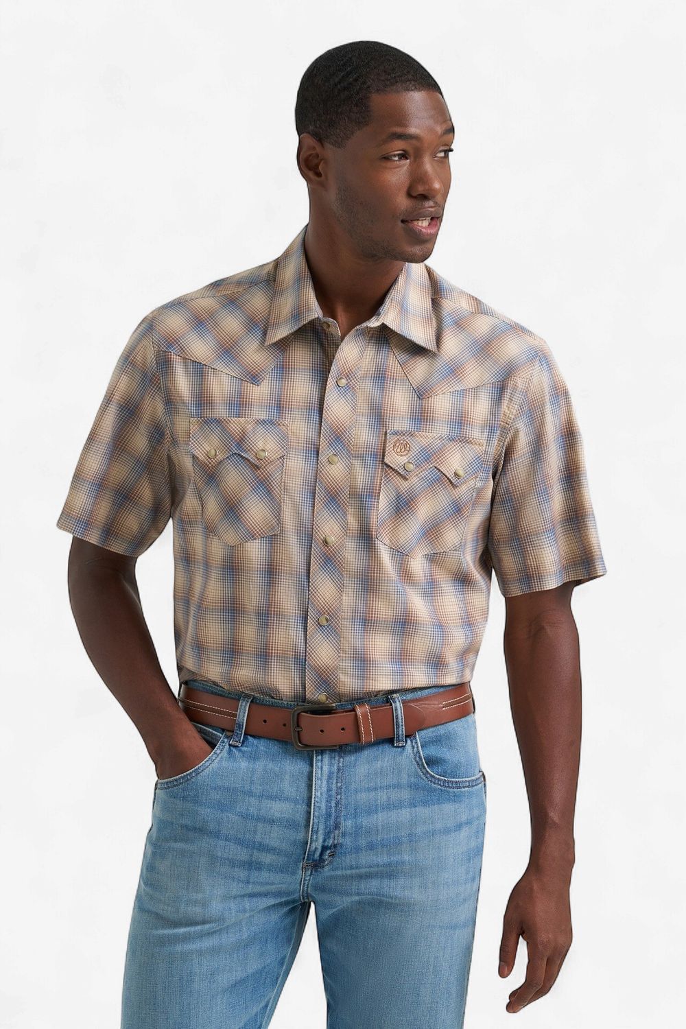 Wrangler Retro Men's Short Sleeve Shirt Modern Fit - Brown