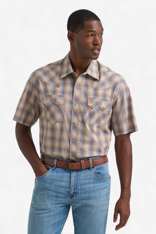Wrangler Retro Men's Short Sleeve Shirt Modern Fit - Brown