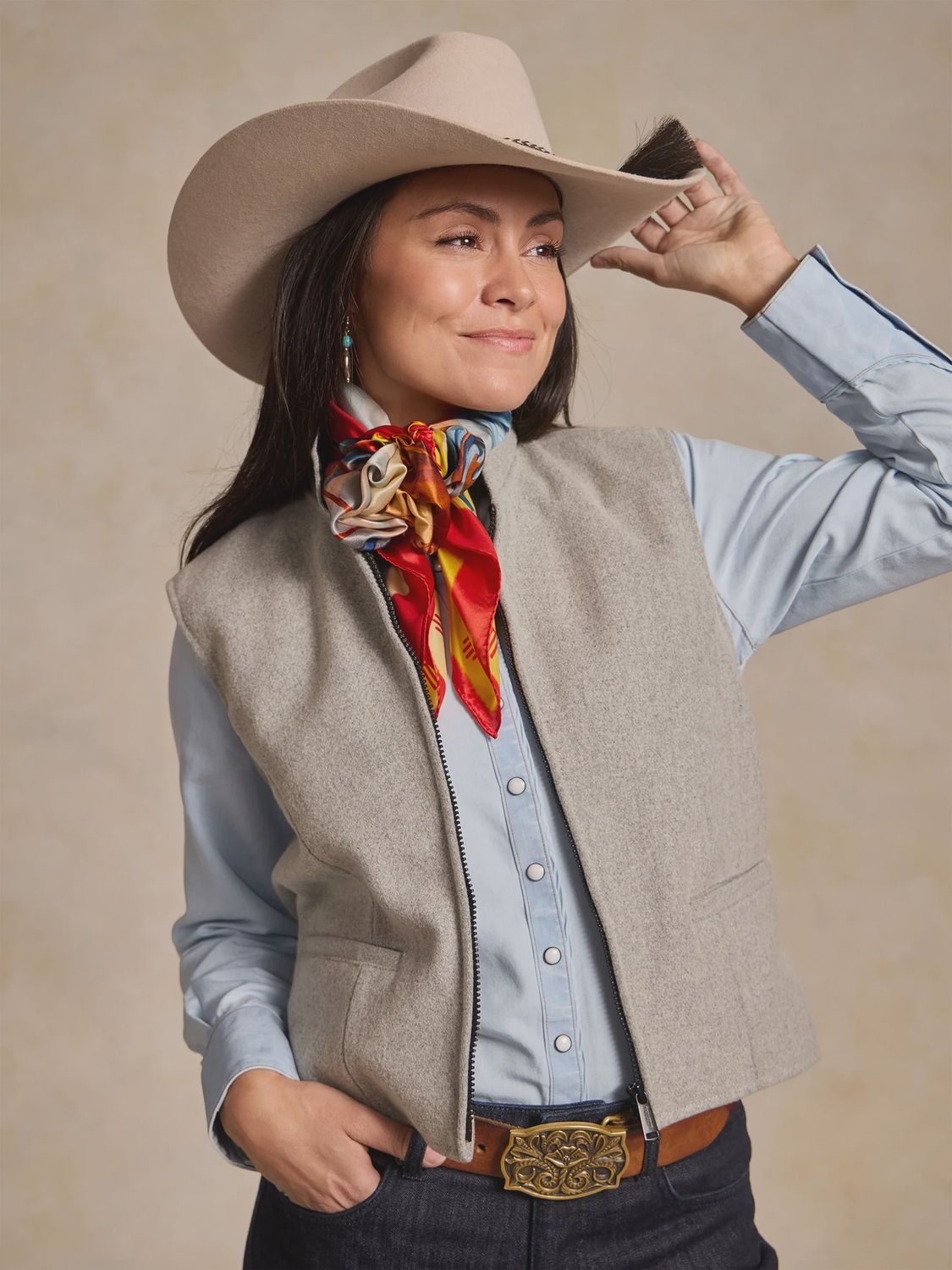 Cheyenne Wool Vest - Light Gray