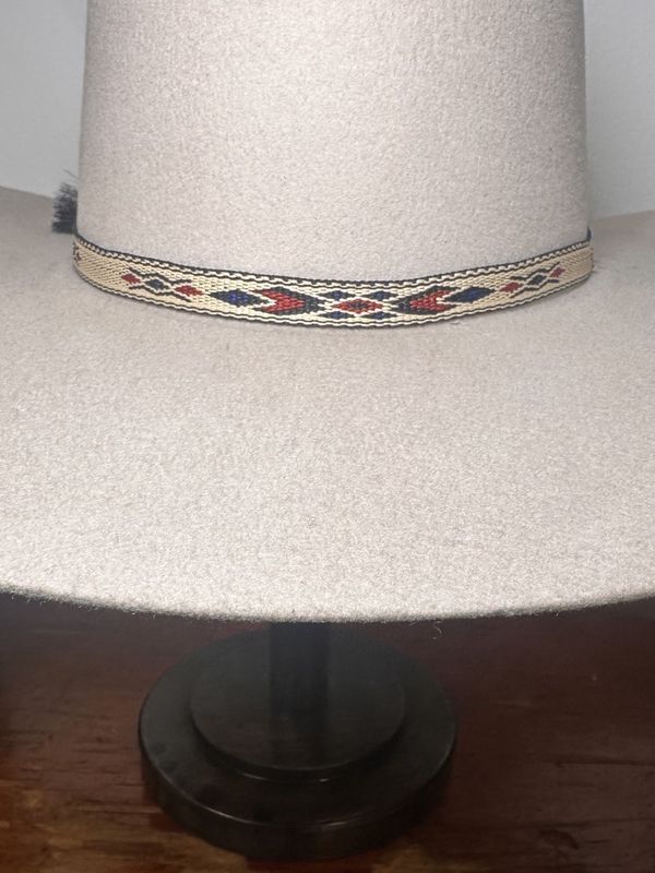 1/2" Tapestry Ribbon Hatband with Horsehair Tassels - Black &amp; Cream