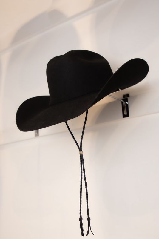 Braided Leather Stampede Strings with Pin - Black