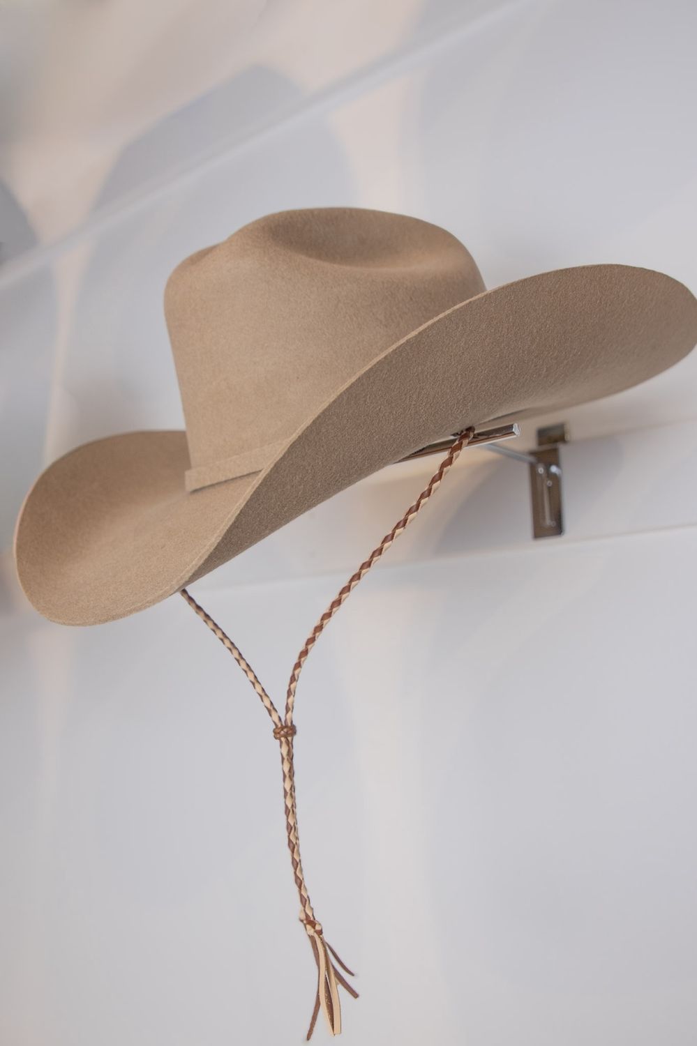 Braided Leather Stampede Strings with Pin - Brown and Tan Braided Leather Stampede Strings with Pin - Brown and Tan