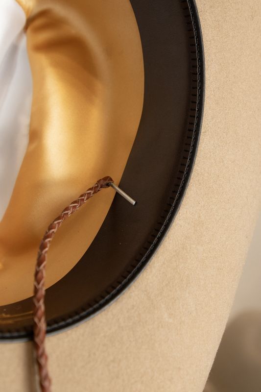 Braided Leather Stampede Strings with Pin - Brown