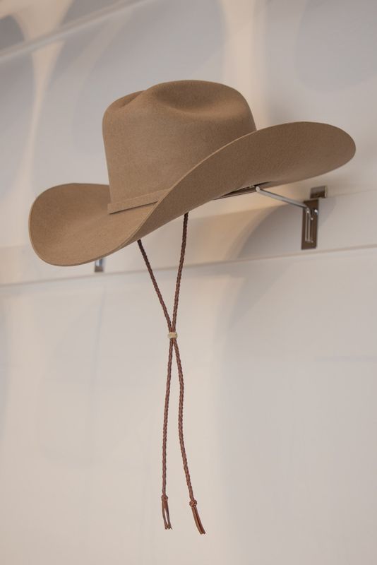 Braided Leather Stampede Strings with Pin - Brown