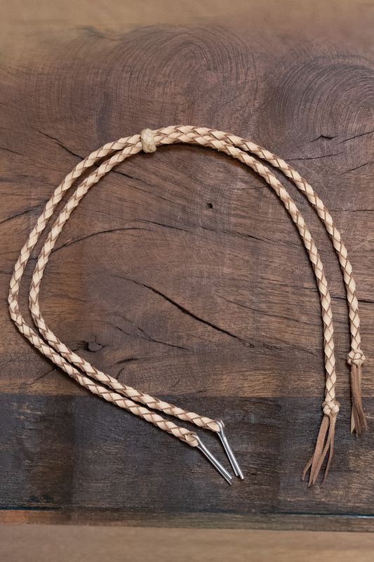 Braided Leather Stampede Strings with Pin - Sand