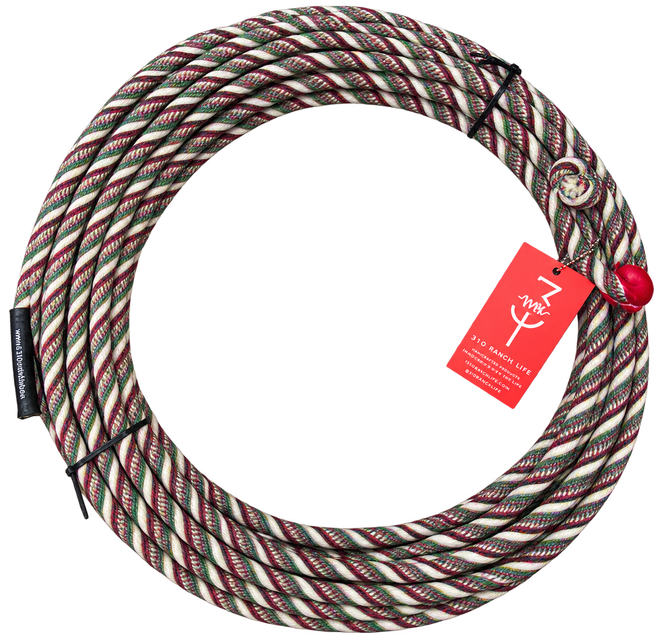 5/16 Waxed Cotton Ranch Ropes - Assorted Colors - 40', Size: Red Green White