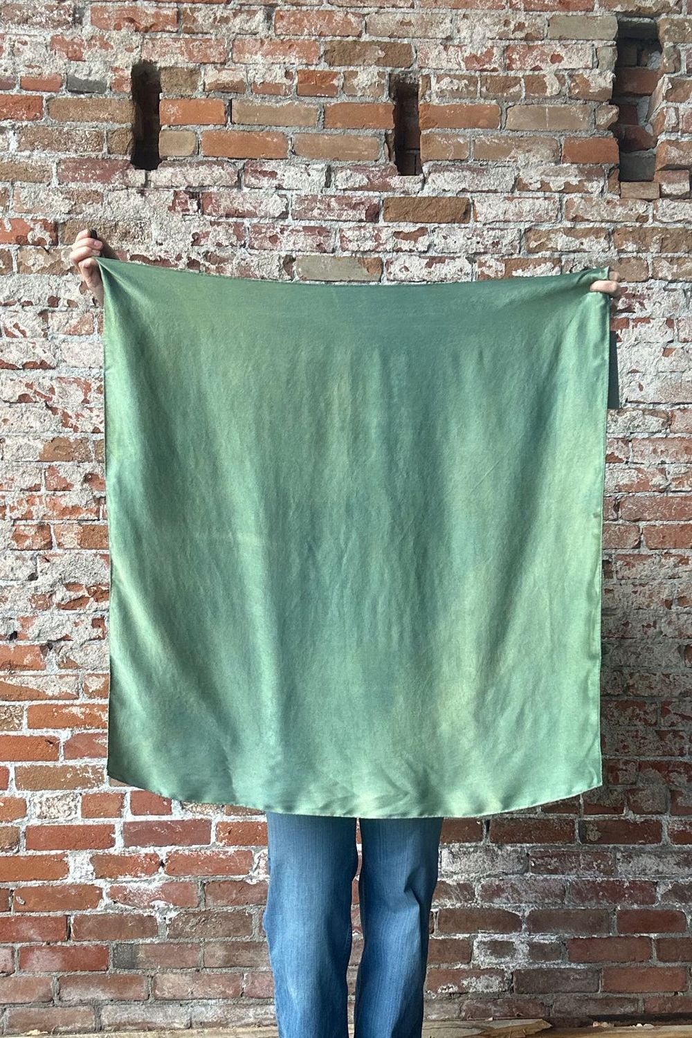 Hand Dyed Silk Wild Rag - Sage Green - 35" x 35" - Rusty Sagebrush