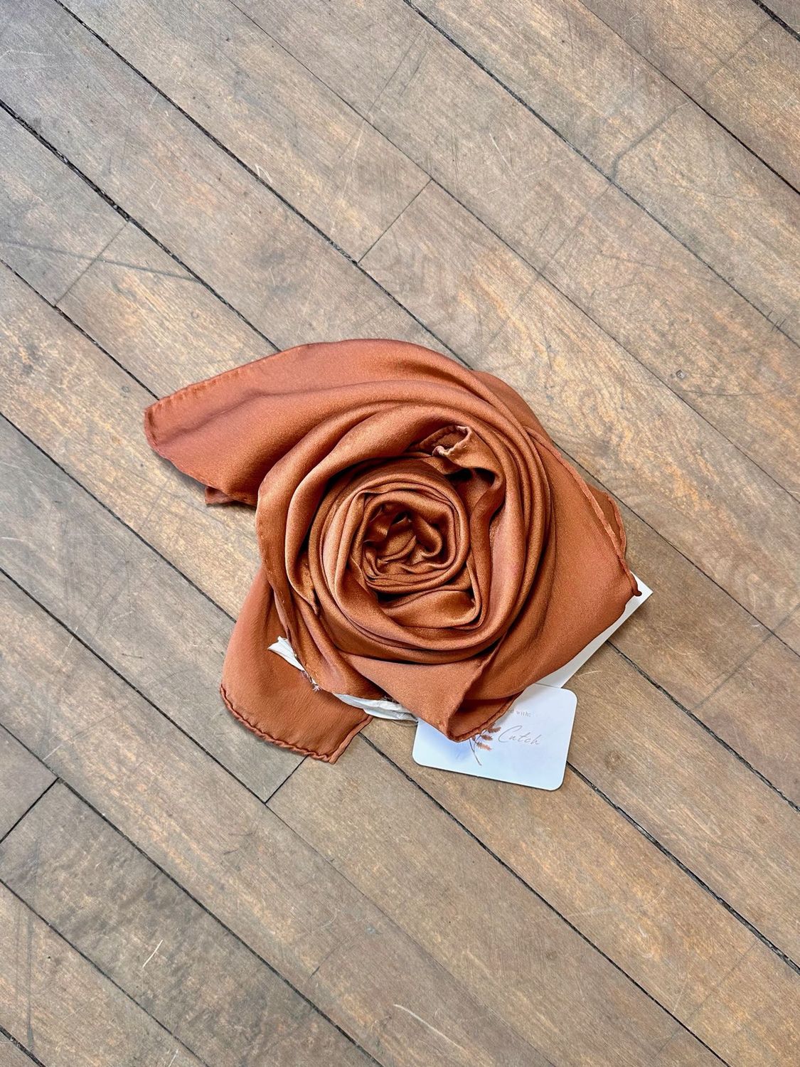 Hand Dyed Silk Wild Rag - Copper - 35" x 35" - Rusty Sagebrush