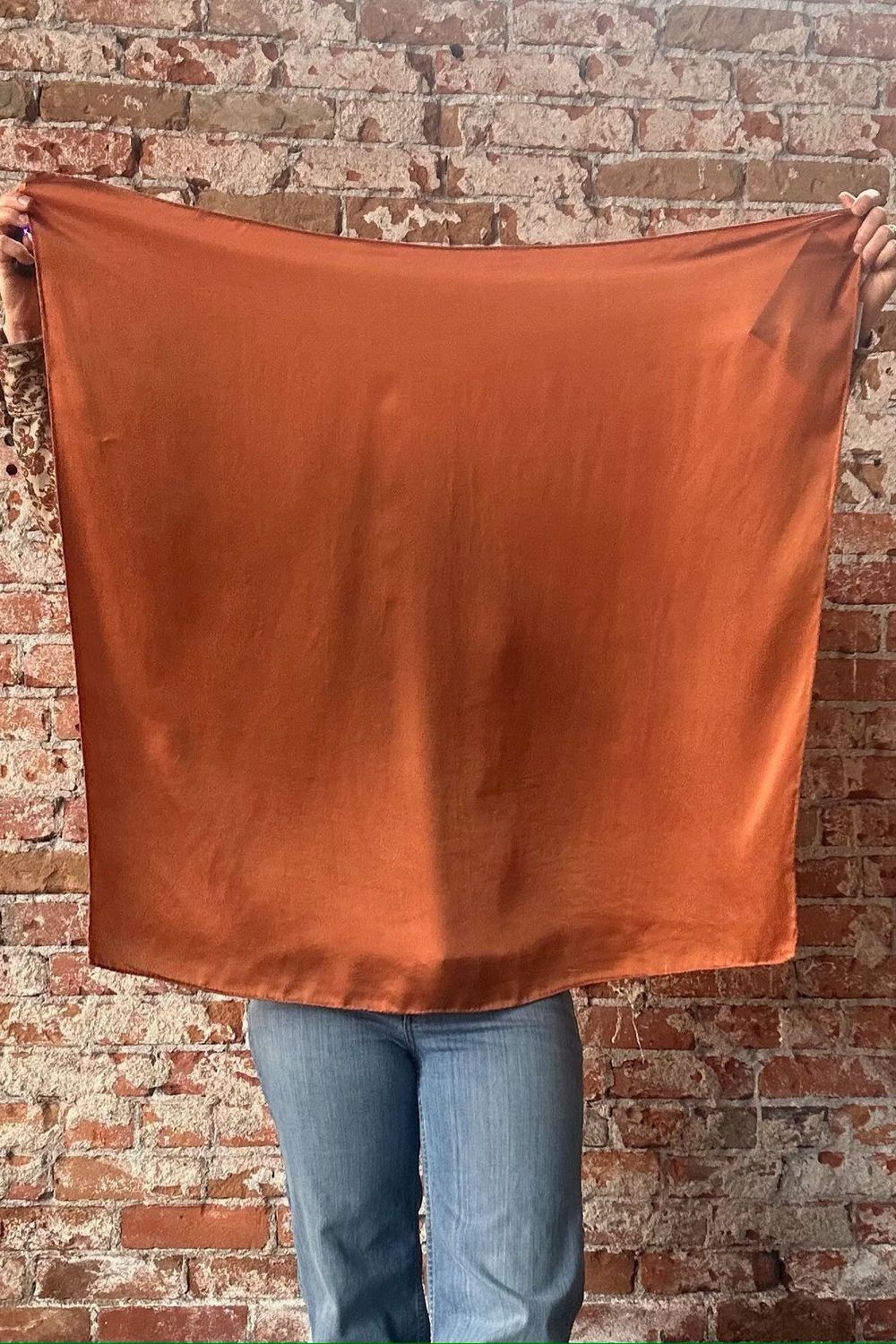 Hand Dyed Silk Wild Rag - Copper - 35" x 35" - Rusty Sagebrush