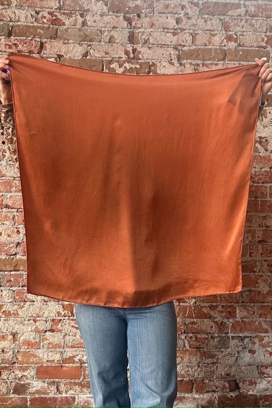 Hand Dyed Silk Wild Rag - Copper - 35" x 35" - Rusty Sagebrush