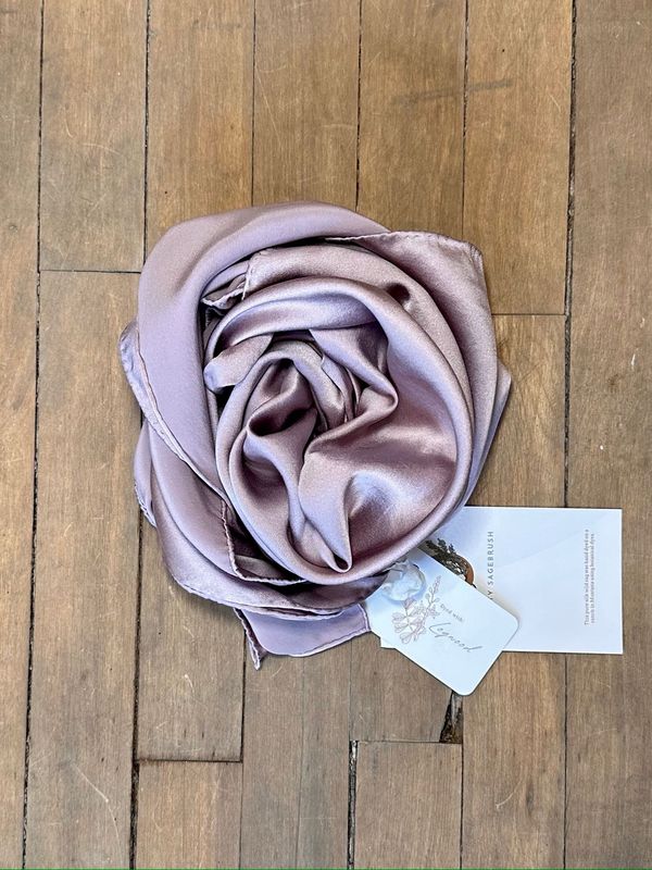 Hand Dyed Silk Wild Rag - Silver Lilac - 44" x 44" - Rusty Sagebrush