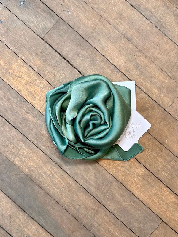 Hand Dyed Silk Wild Rag - Prairie Green - 44" x 44" - Rusty Sagebrush