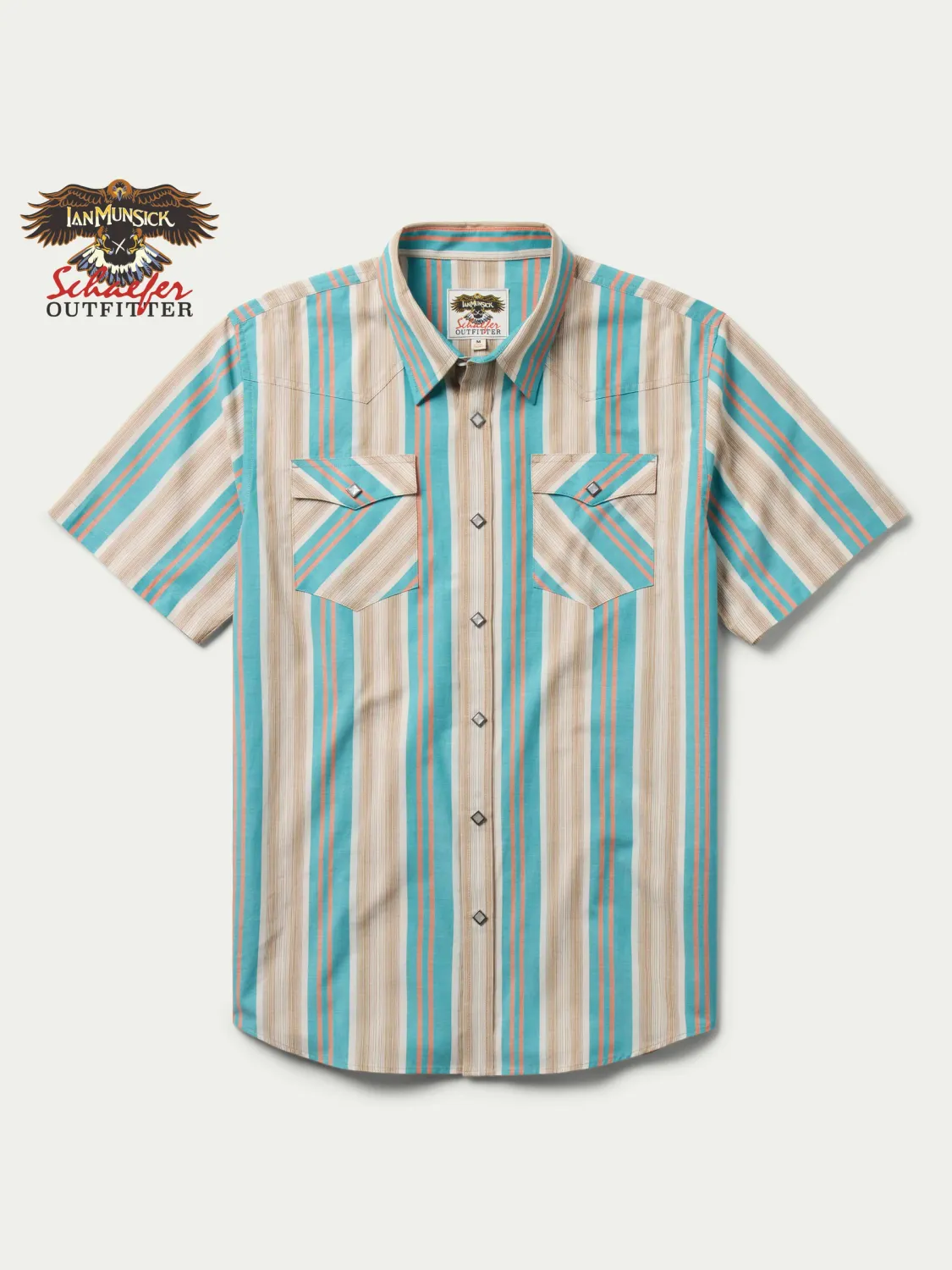 Ian Munsick x Schaefer Men's Short Sleeve Vintage Cotton Pearl Snap - Prairie Rain