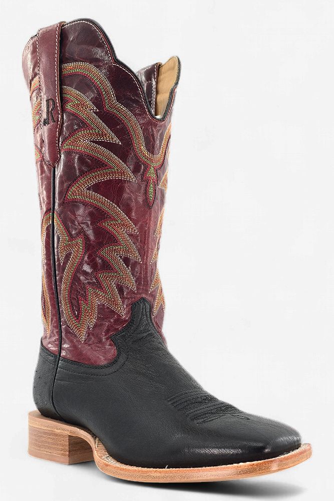 R.Watson Men's Black Smooth Ostrich Cherry Goat