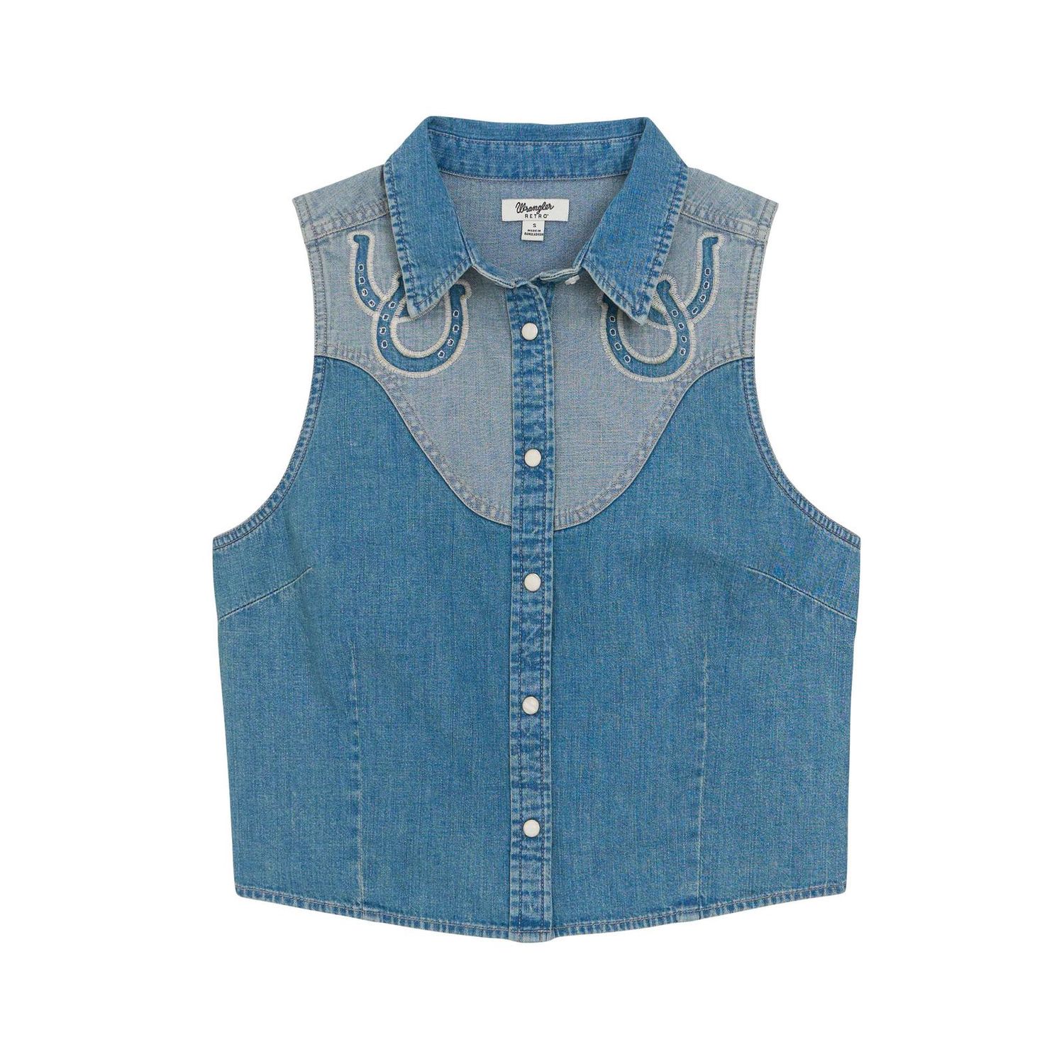 Wrangler Retro® Punchy Sleeveless Denim Snap Shirt