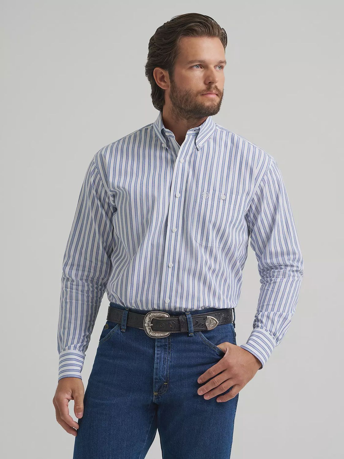 Red White &amp; Blue Striped Button Down Shirt