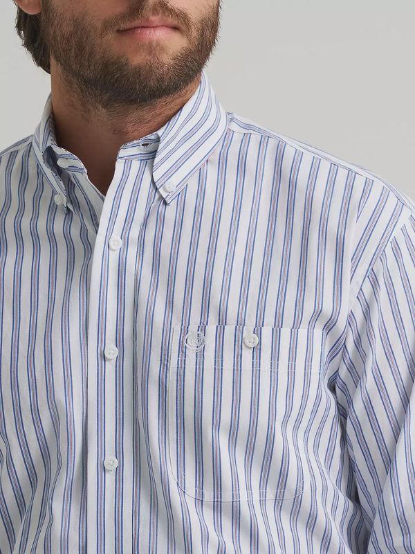 Red White &amp; Blue Striped Button Down Shirt