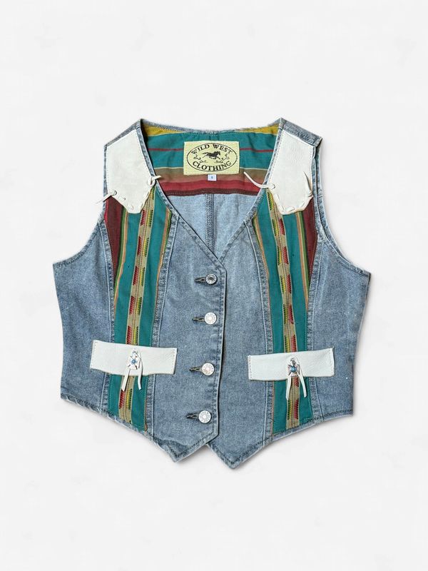 Custom Denim Horse Patch Vest