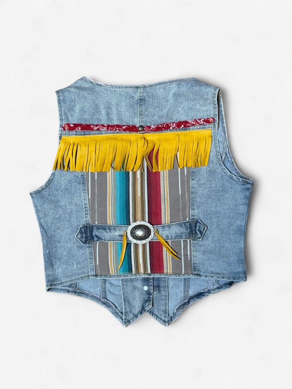 Custom Denim Fringe Vest