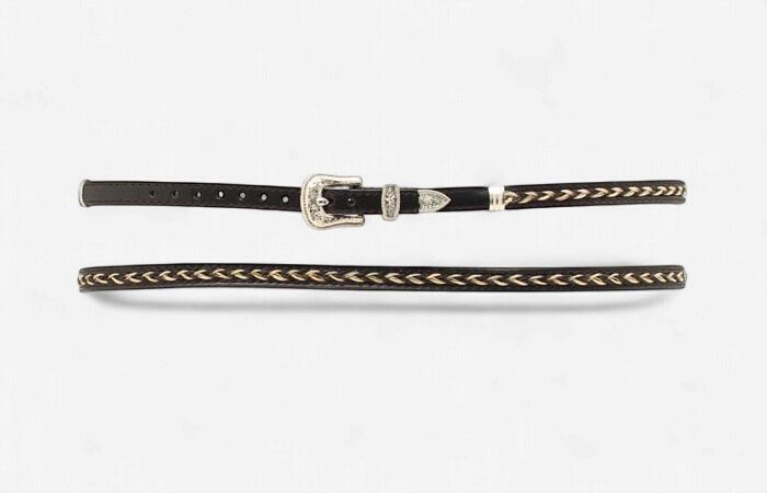3/8 Genuine Braided Horsehair &amp; Black Leather Hatband