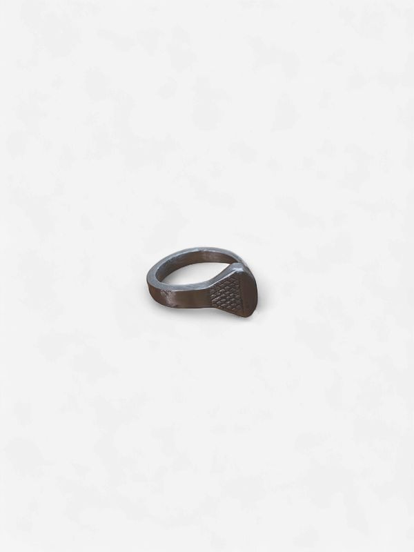 Silver Handcrafted Horseshoe Nail Ring-Size 7