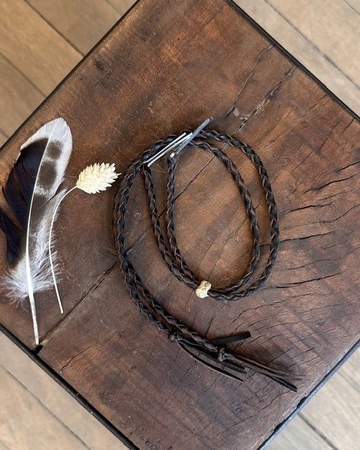 Braided Leather Stampede Strings with Pin - Chocolate Black and Brown