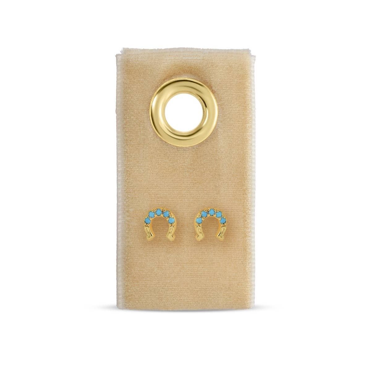 Light Blue Horseshoe Studs On Velvet Tag: Light Blue