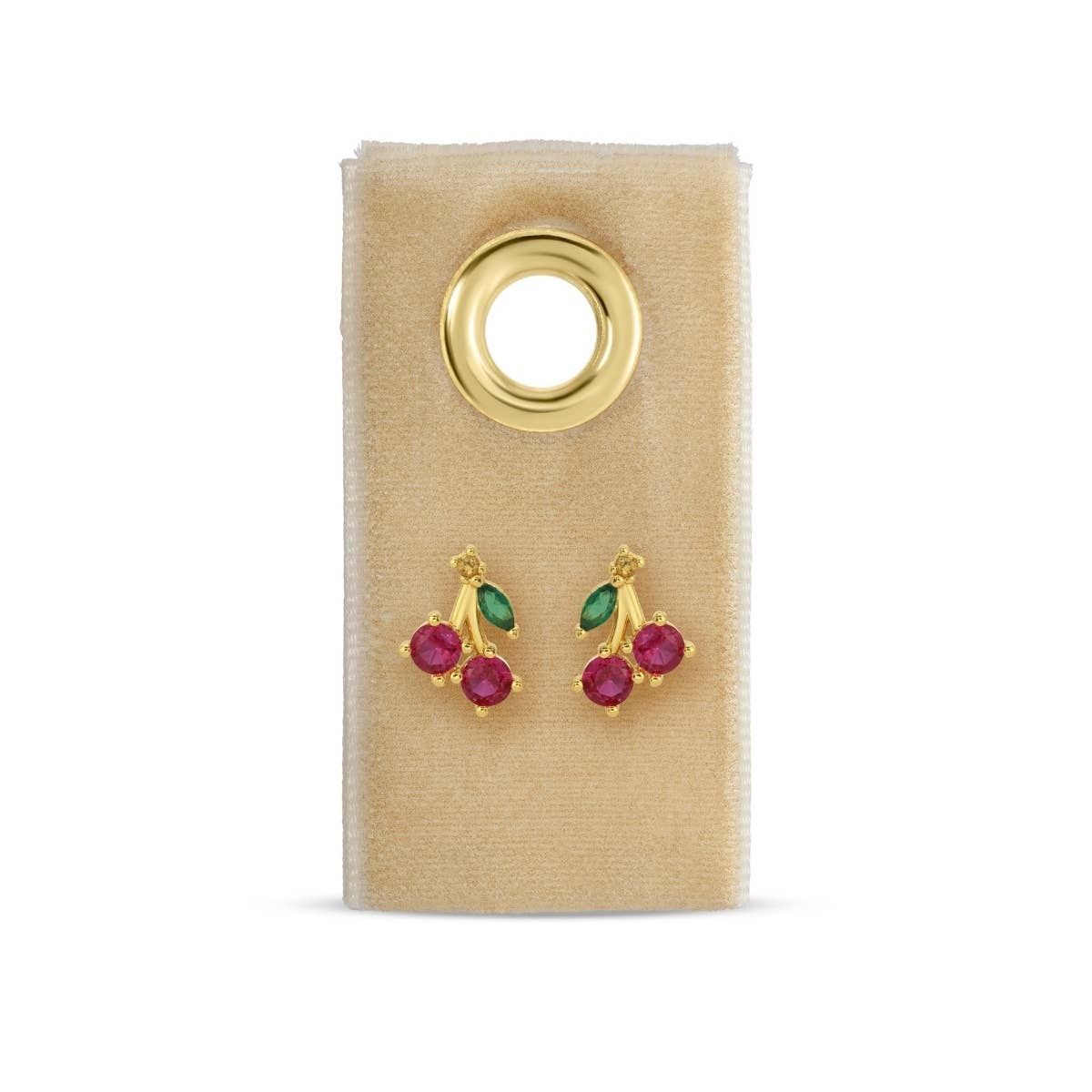 Cherry Studs On Velvet Tag
