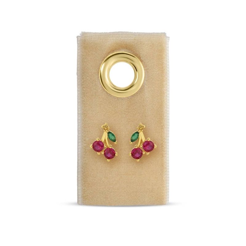 Cherry Studs On Velvet Tag