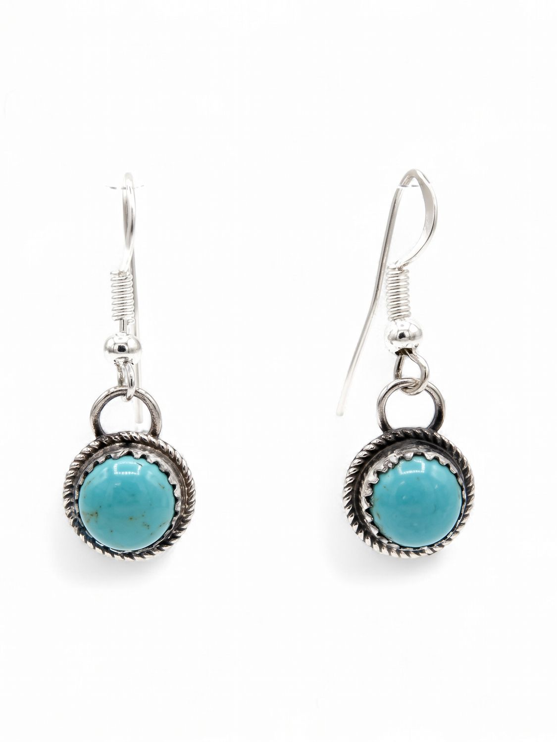 Navajo Handmade Kingman Turquoise Earrings - Esther White