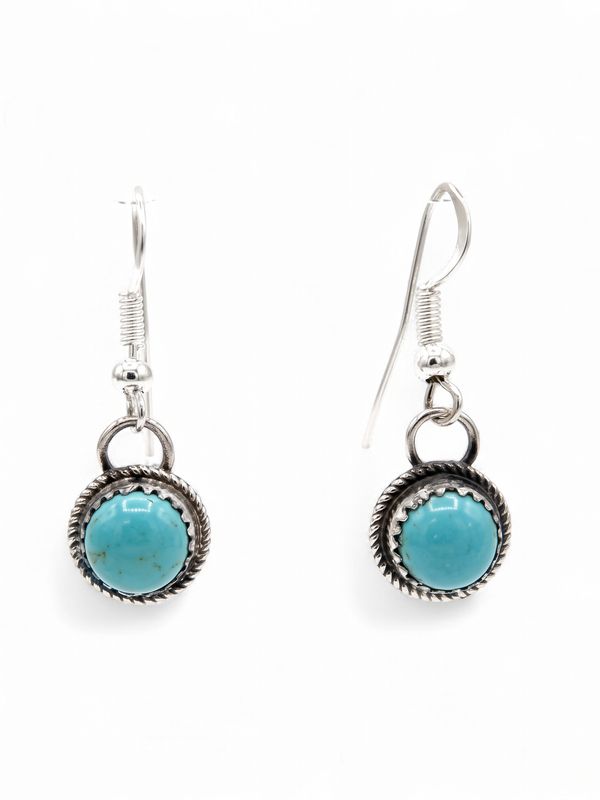 Navajo Handmade Kingman Turquoise Earrings - Esther White