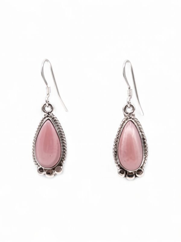 Navajo Handmade Pink Conch Earrings - Sharon McCarthy