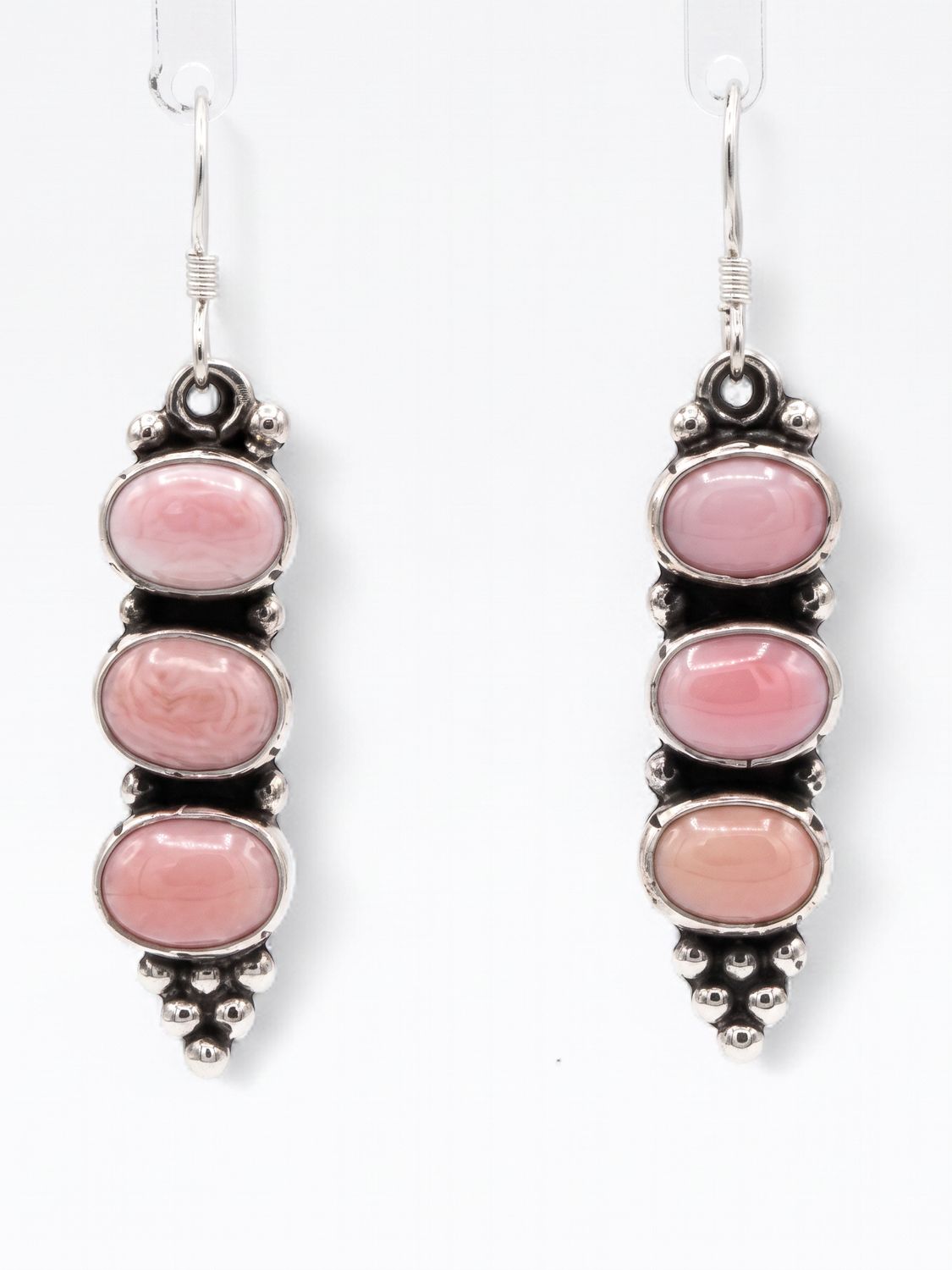 Navajo Handmade Pink Conch Earrings - Gary Shorty-Dangely bar