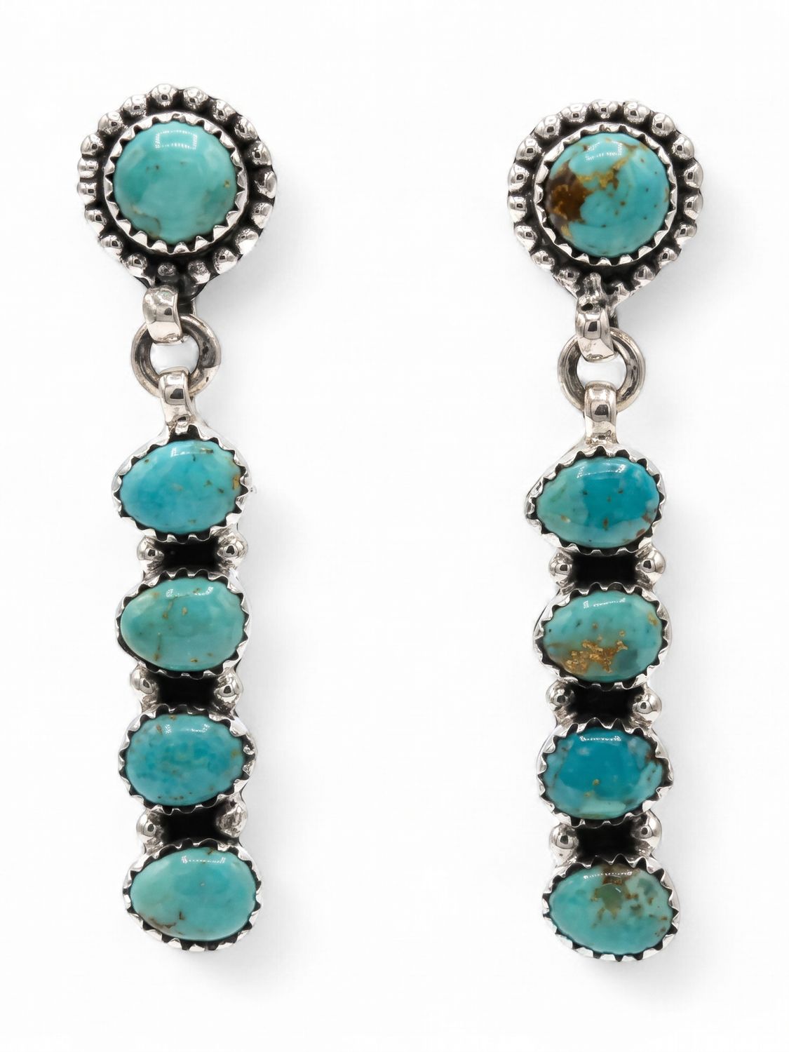 Hada Collection Kingman Turquoise Earrings-dangley bar