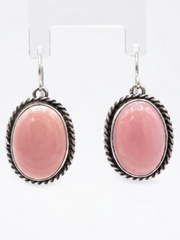 Navajo Handmade Pink Conch Earrings - Trish Largo