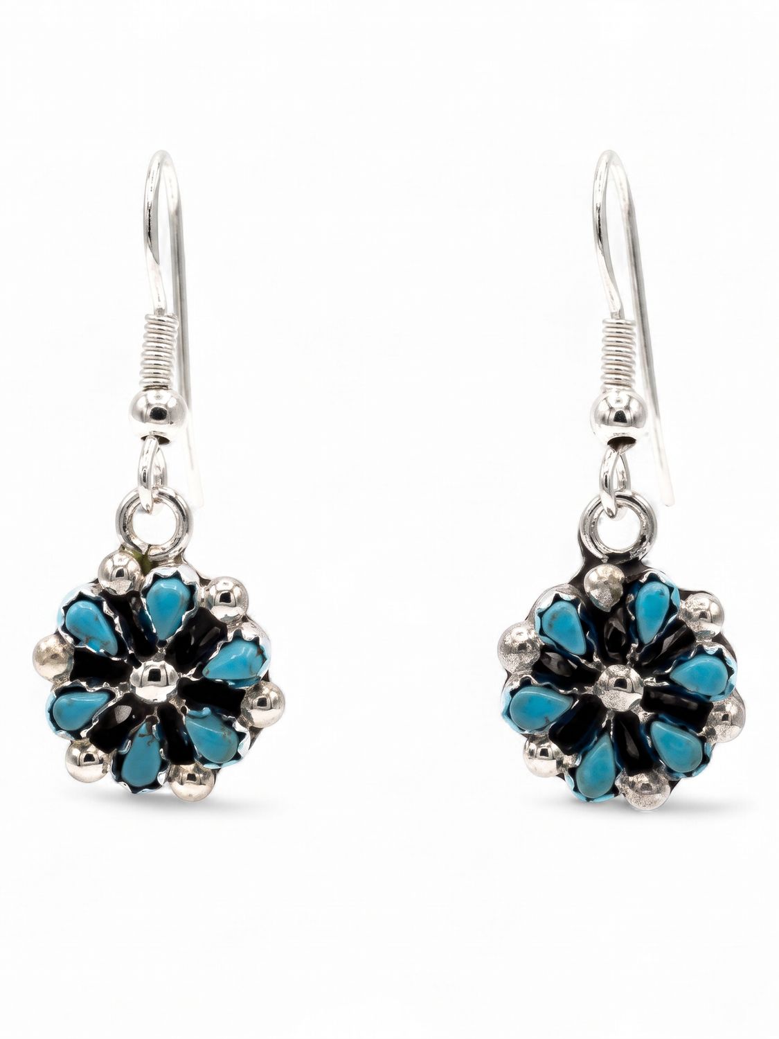 Zuni Handmade Kingman Turquoise Earrings - Tricia Leekity- Dangely Flowers