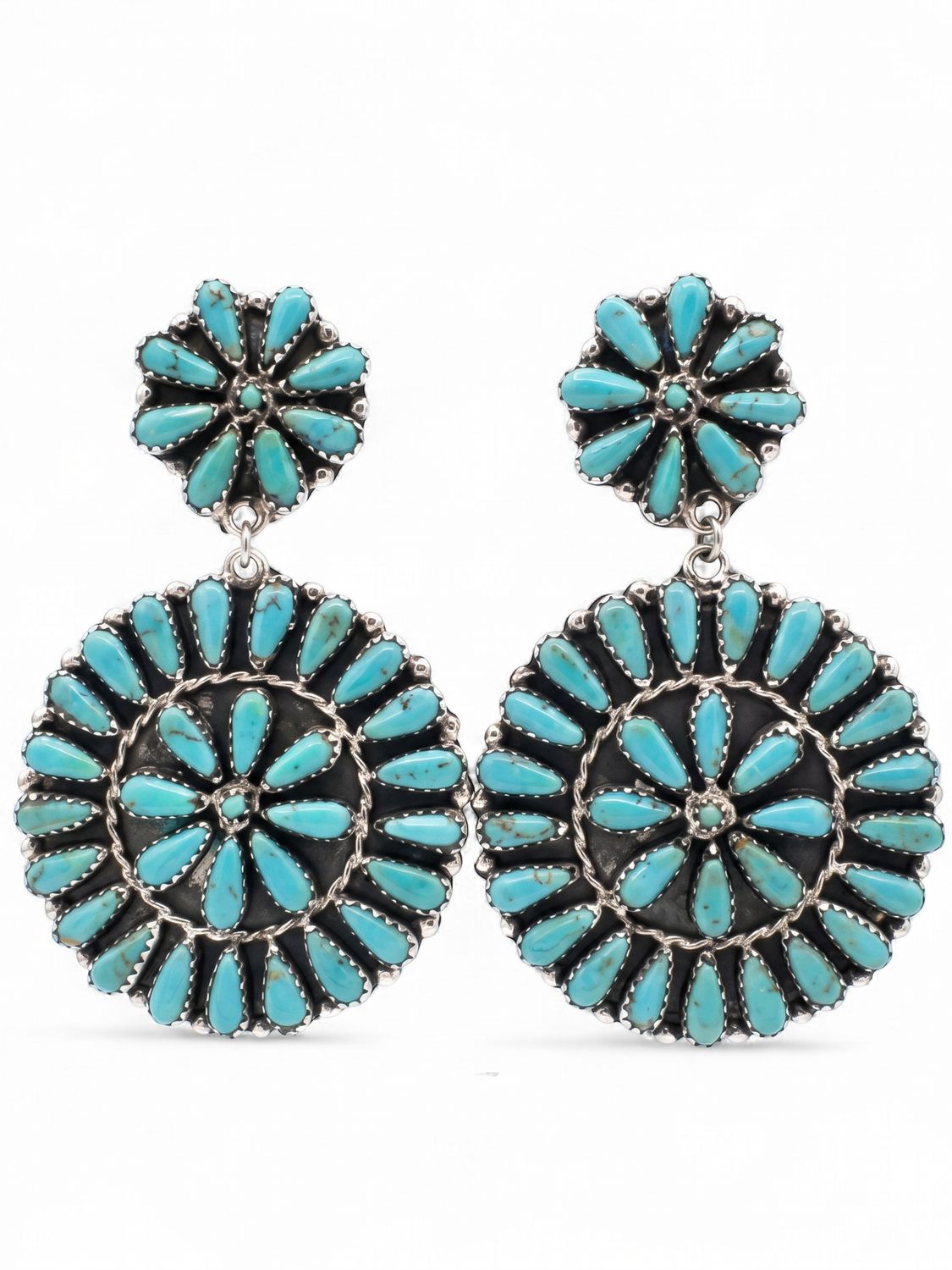 Navajo Handmade Kingman Turquoise Earrings - Tamara Benally