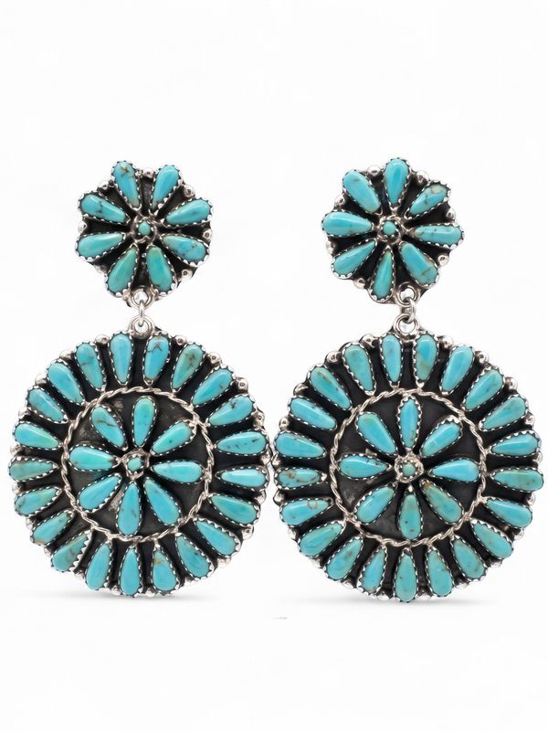 Navajo Handmade Kingman Turquoise Earrings - Tamara Benally
