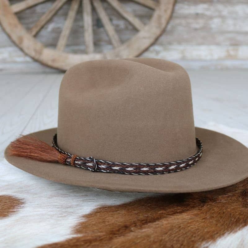 Genuine Horsehair 5 Strand Braided Hat Band with Single Tassel - Duster