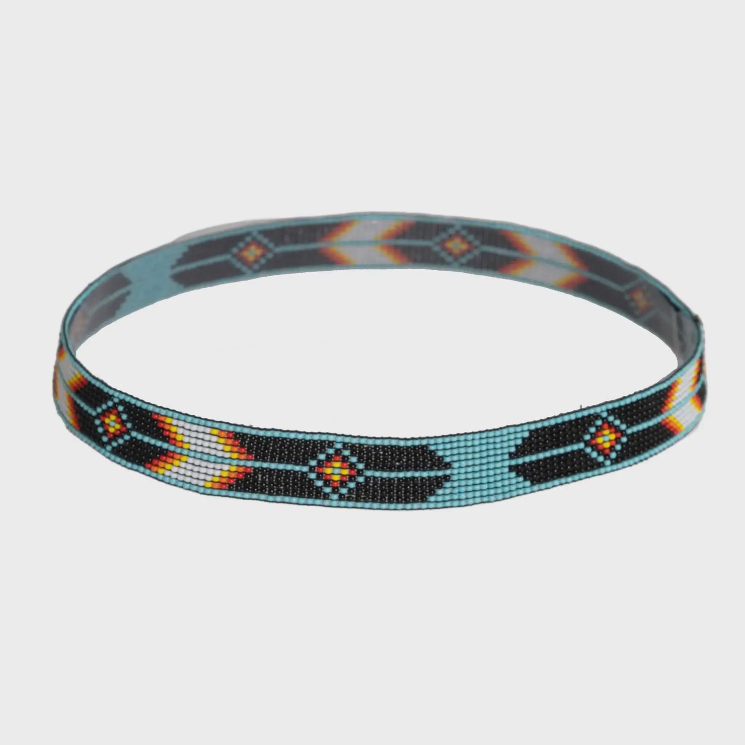 Aztec Pattern Beaded Elastic Hat Band - Arapaho