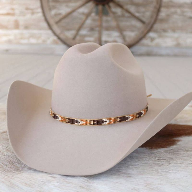 Brown Chevron Beaded Hat Band: Brown Chevron Beaded Hat Band