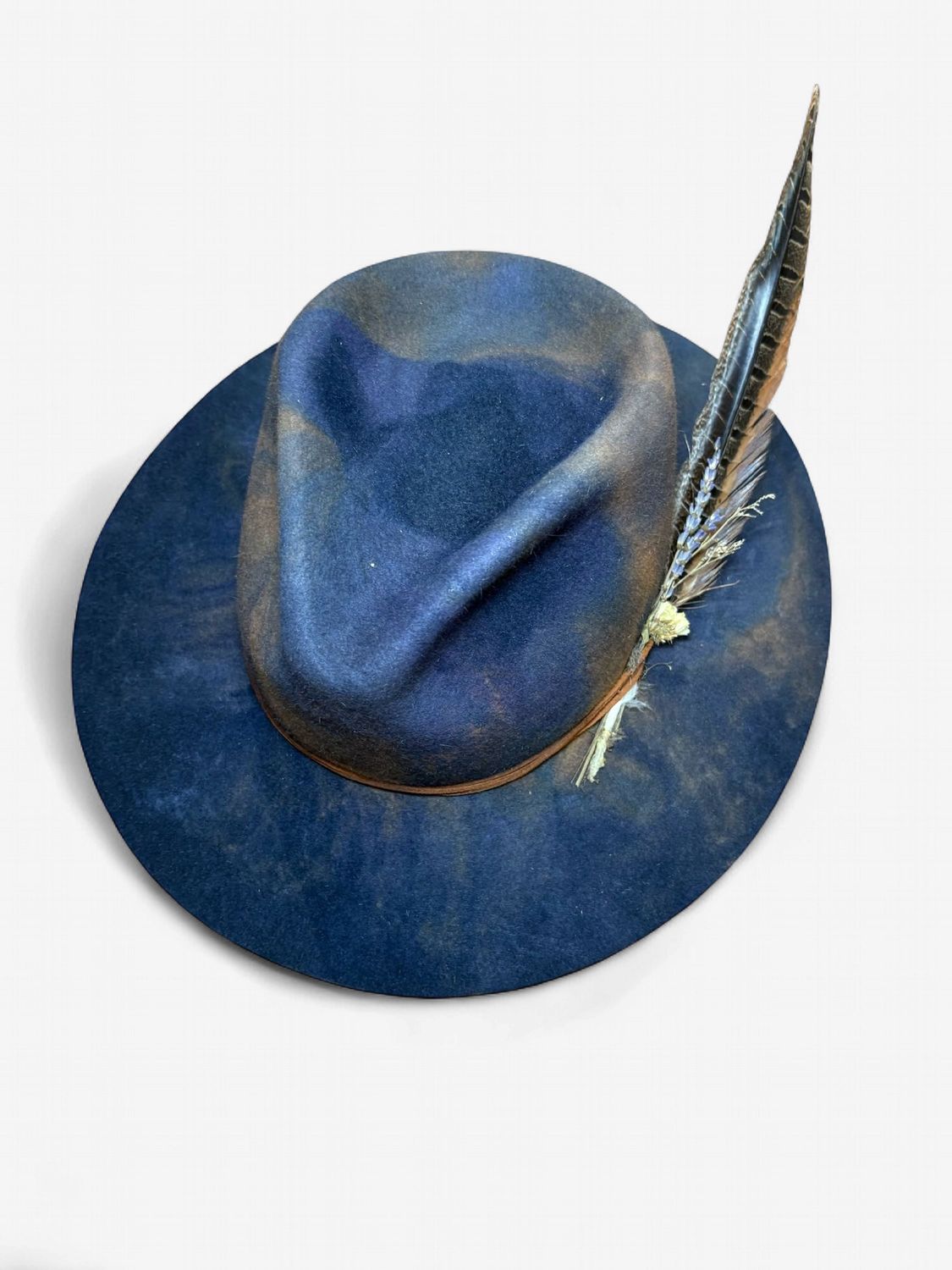 Vintage Blue/Brown Tie Dye One Of A Kind Custom Hat 7 1/4