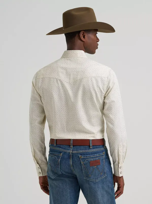 Wrangler Retro® Premium Long Sleeve Snap Shirt - Modern Fit - Ecru
