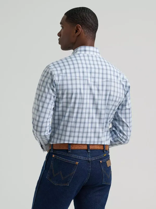 Wrangler® Wrinkle Resist Long Sleeve Shirt - Blue Plaid
